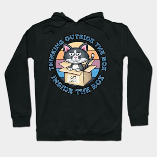 Funny Cute Cat Thinking Outside the Box in The Box Hoodie